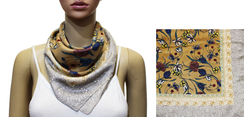 Vintage Floral Square Neck Scarf-S2036