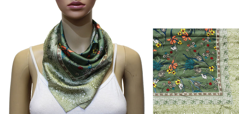 Vintage Floral Square Neck Scarf-S2036