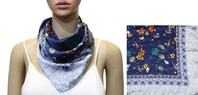 Vintage Floral Square Neck Scarf-S2036