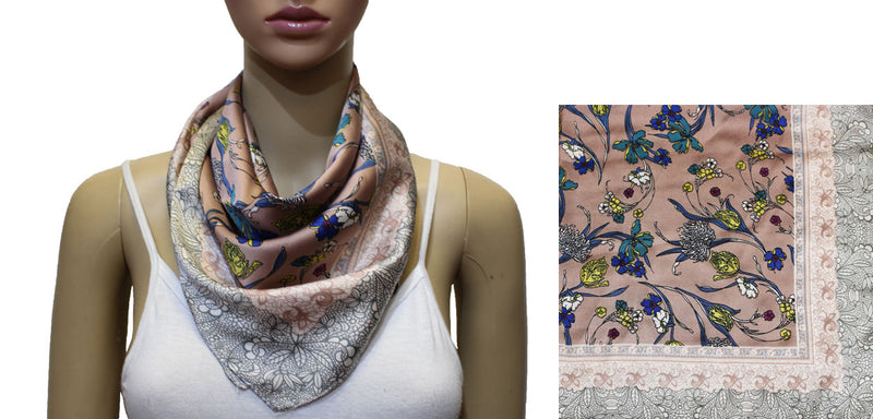 Vintage Floral Square Neck Scarf-S2036