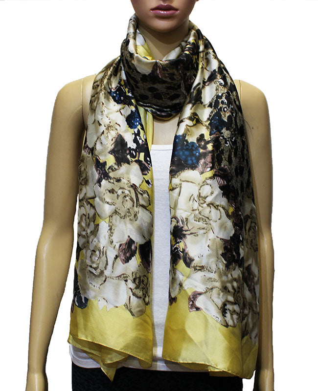 Leopard Floral Contrast Print Scarf-S2041
