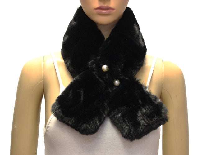 Faux Fur Scarf with Pearl-S2103