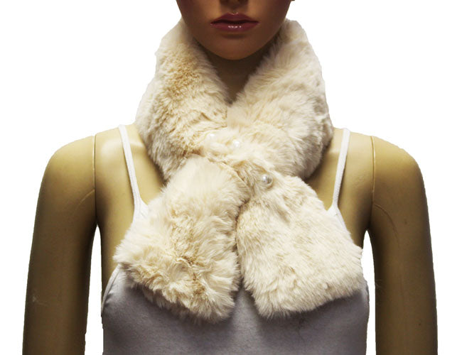 Faux Fur Scarf with Pearl-S2103