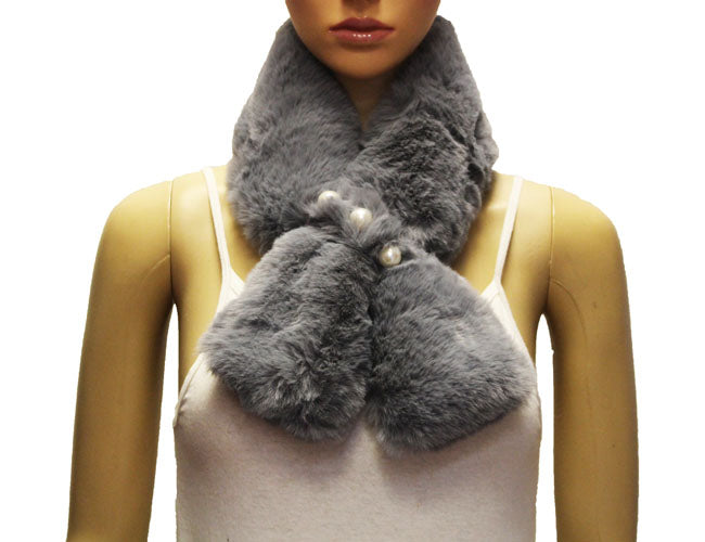 Faux Fur Scarf with Pearl-S2103
