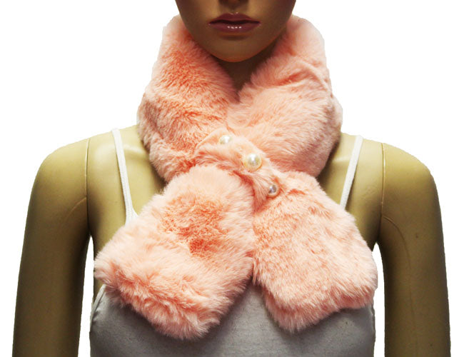 Faux Fur Scarf with Pearl-S2103
