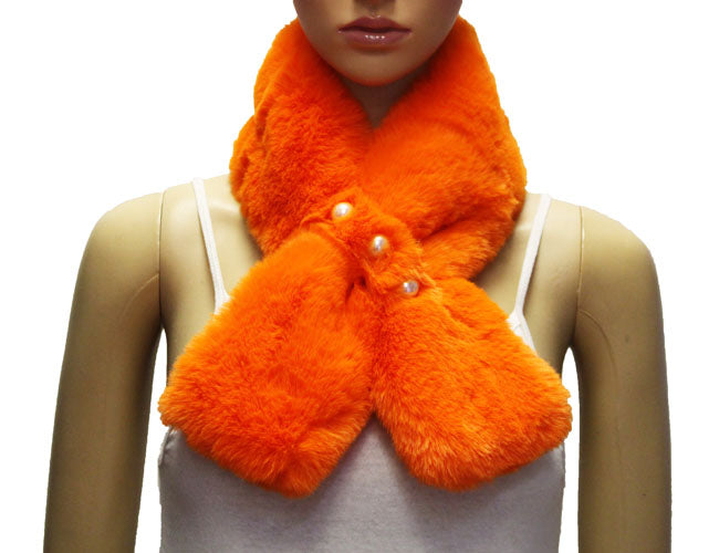 Faux Fur Scarf with Pearl-S2103