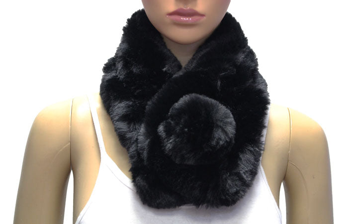 Plush Faux Fur Pom Scarf-S2104