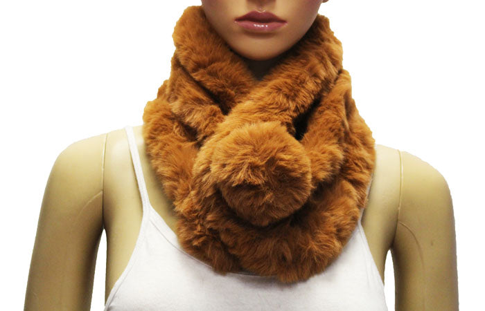 Plush Faux Fur Pom Scarf-S2104