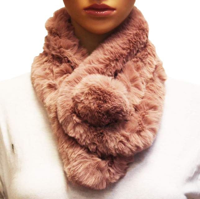 Plush Faux Fur Pom Scarf-S2104