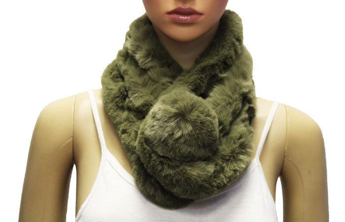 Plush Faux Fur Pom Scarf-S2104