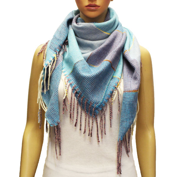 Soft Plaid Fringe Neck Scarf-S2107