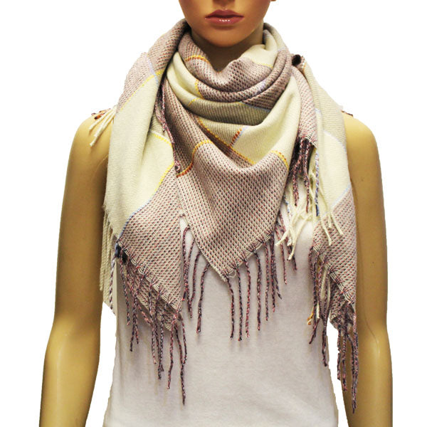Soft Plaid Fringe Neck Scarf-S2107