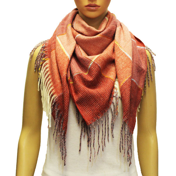 Soft Plaid Fringe Neck Scarf-S2107