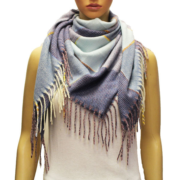 Soft Plaid Fringe Neck Scarf-S2107