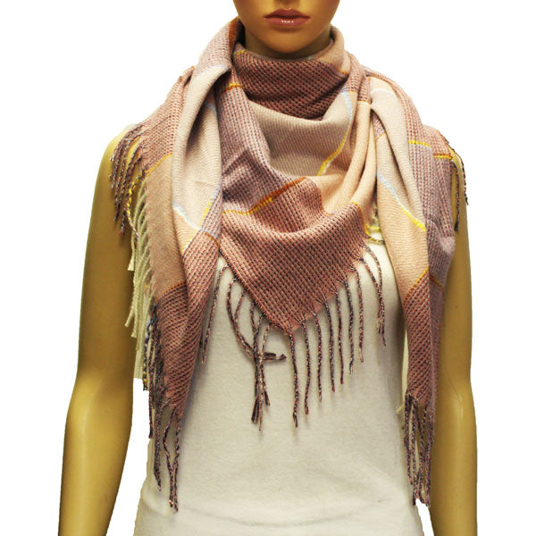 Soft Plaid Fringe Neck Scarf-S2107