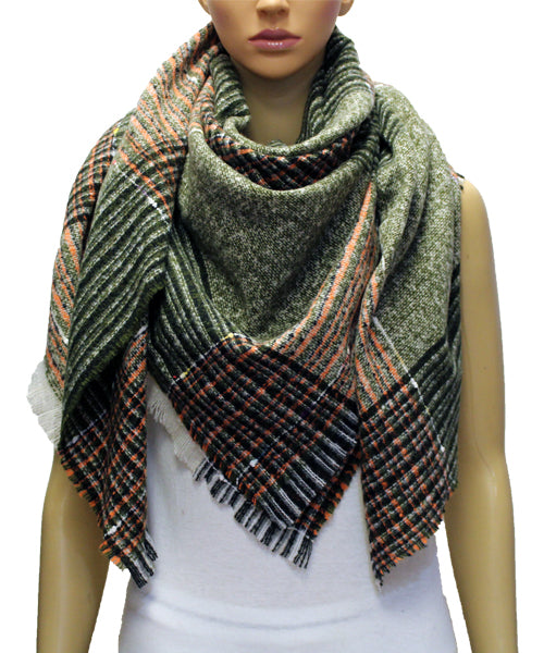 Plaid Winter Oversized Blanket Scarf-S2109