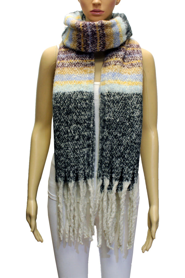 Cozy Multicolor Knit Fringe Scarf-S2111