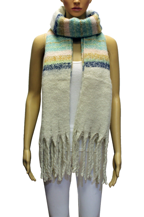 Cozy Multicolor Knit Fringe Scarf-S2111