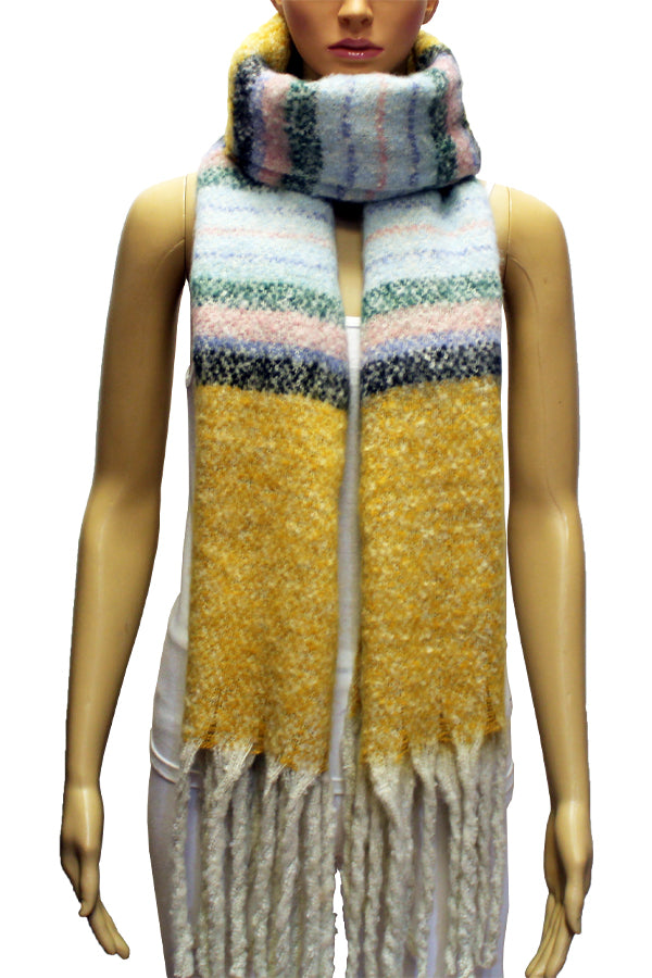 Cozy Multicolor Knit Fringe Scarf-S2111
