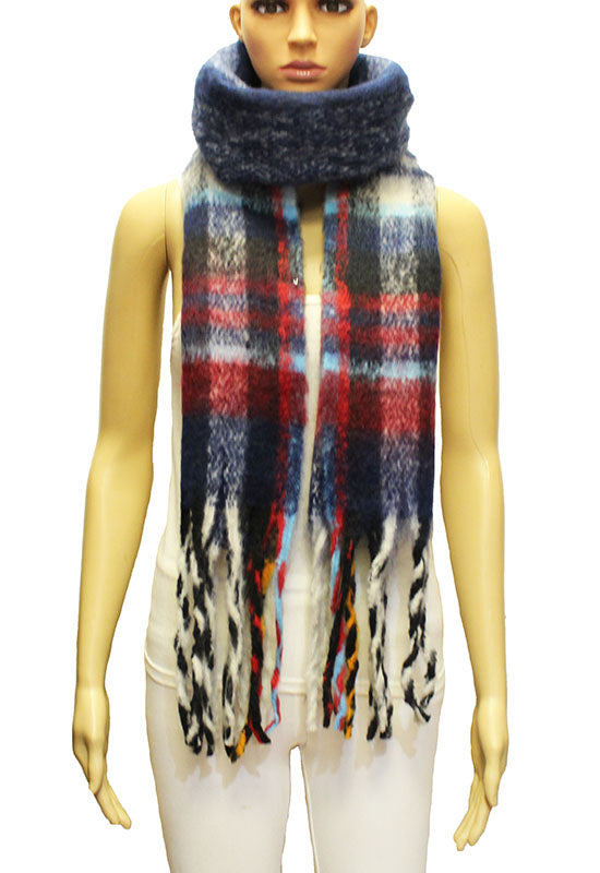 Striped Winter Warm Fringe Scarf-S2112