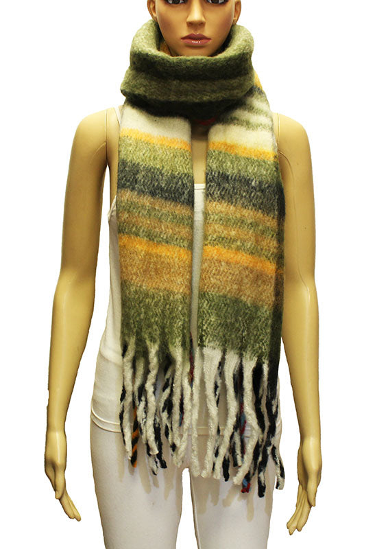 Striped Winter Warm Fringe Scarf-S2112