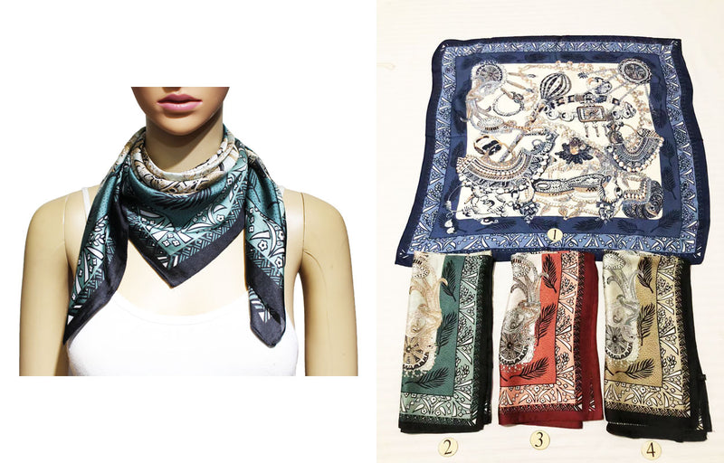 Vintage Elephant Print Neck Scarf-S2216