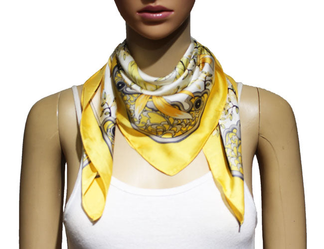 Elegant Botanical Square Neck Scarf-S2217