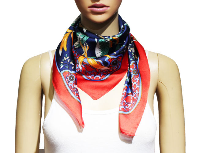 Elegant Botanical Square Neck Scarf-S2217