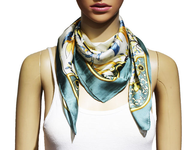 Elegant Botanical Square Neck Scarf-S2217