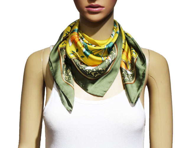 Elegant Botanical Square Neck Scarf-S2217