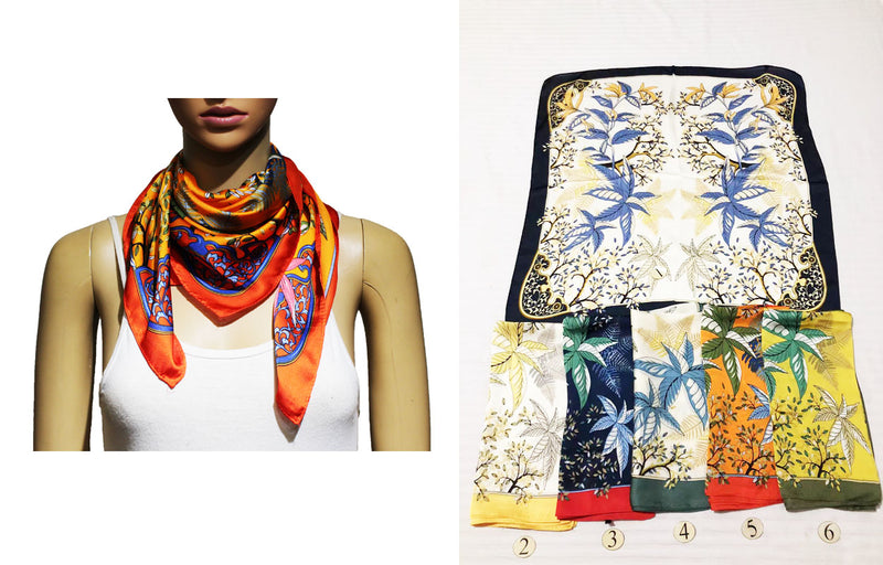 Elegant Botanical Square Neck Scarf-S2217