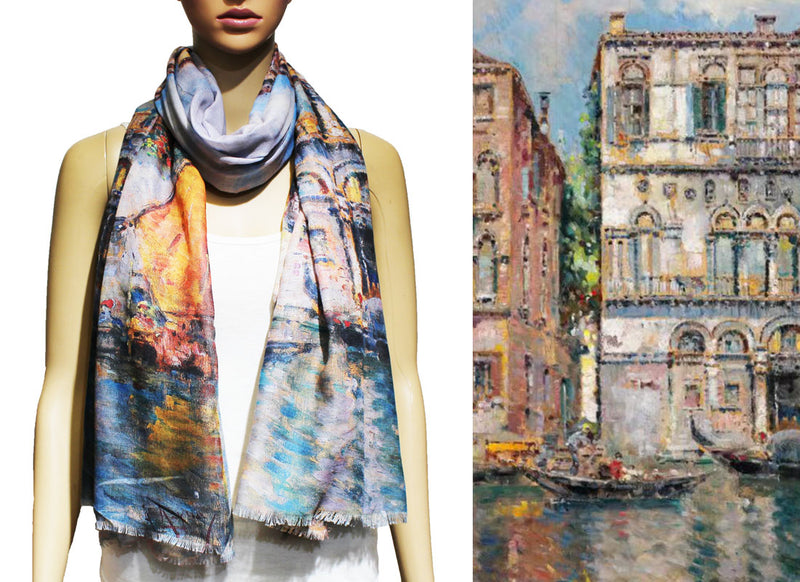 Venetian Watercolor Art Scarf-S2219