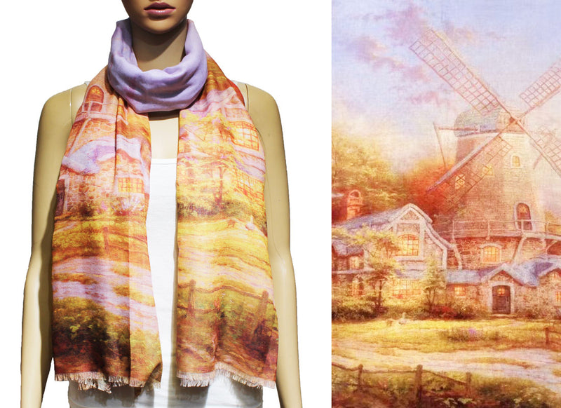 Countryside Windmill Art Scarf-S2226