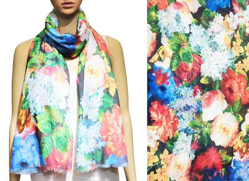 Vibrant Garden Floral Scarf-S2228