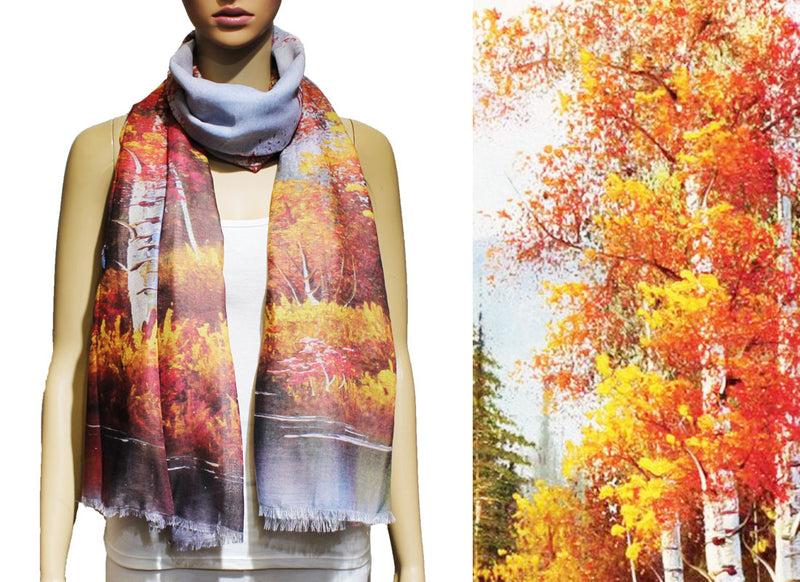 Golden Autumn Forest Scarf-S2232