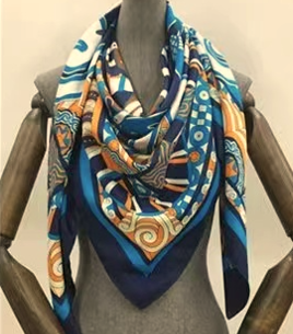 Vintage Patterned Silk Feel Scarf－S2301