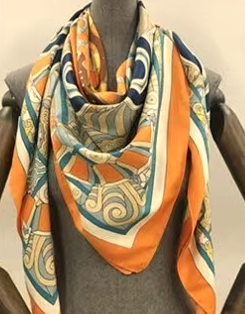 Vintage Patterned Silk Feel Scarf－S2301