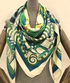 Vintage Patterned Silk Feel Scarf－S2301