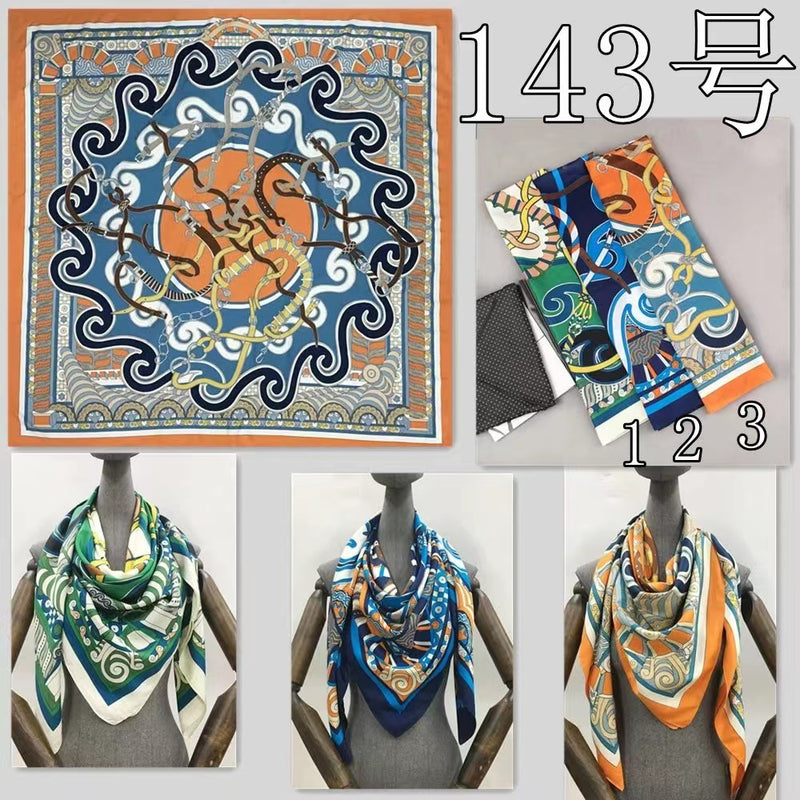 Vintage Patterned Silk Feel Scarf－S2301