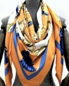 Vintage Regal Tassel Print Scarf-S2304