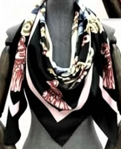 Vintage Regal Tassel Print Scarf-S2304