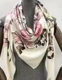 Bright Floral Art Silk Scarf-S2305