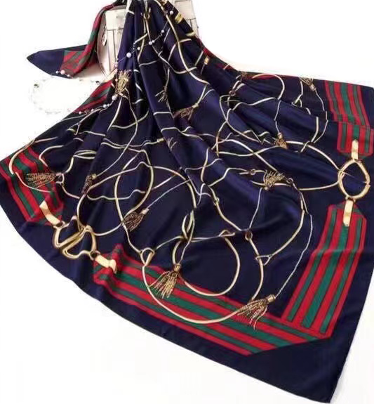 Elegant Chain Print Silk Scarf-S2306