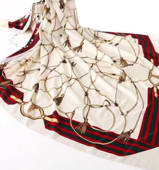 Elegant Chain Print Silk Scarf-S2306