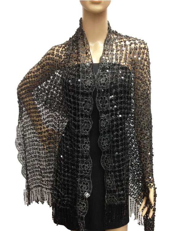 Sparkling Sequin Evening Shawl-SHW008