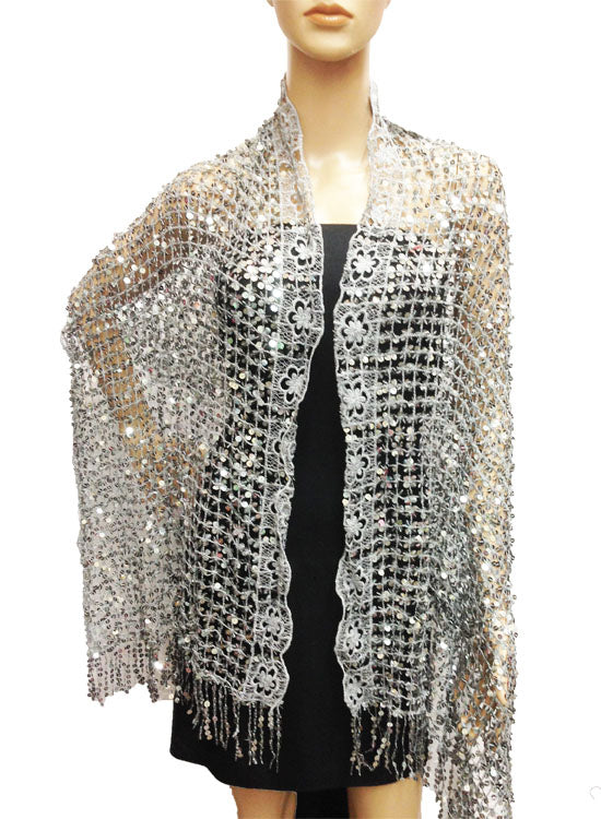 Sparkling Sequin Evening Shawl-SHW008