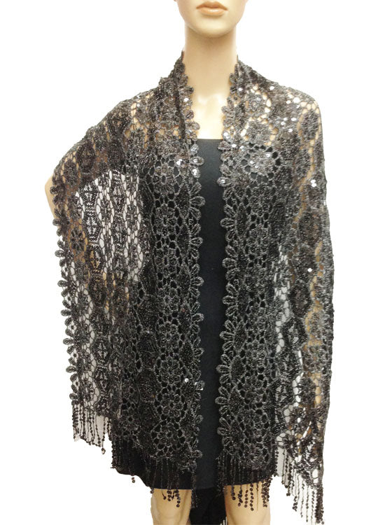 Glam Sequin Lace Shawl-SHW009