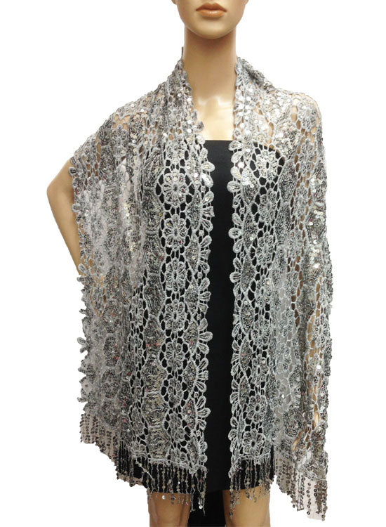 Glam Sequin Lace Shawl-SHW009