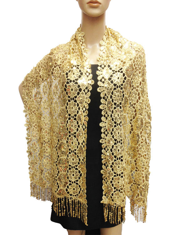 Glam Sequin Lace Shawl-SHW009