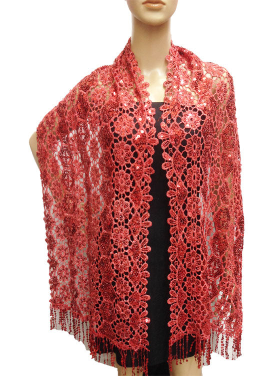Glam Sequin Lace Shawl-SHW009